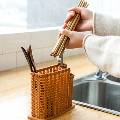 Ống cắm bút nhựa dẹt size to CB21 hộp cắm đũa thìa cute dễ thương