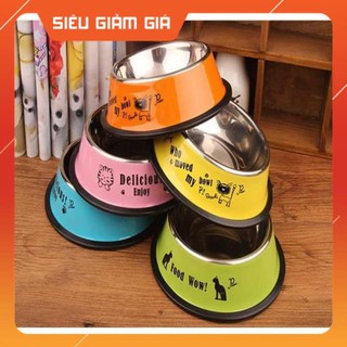 [GIẢM GIÁ] Bát ăn inox màu in chữ cao cấp cho chó,mèo, thú cưng - petshop số 01