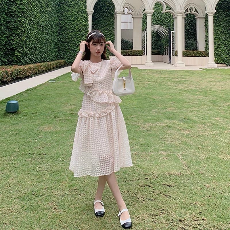 Đầm tơ bèo tay ngắn