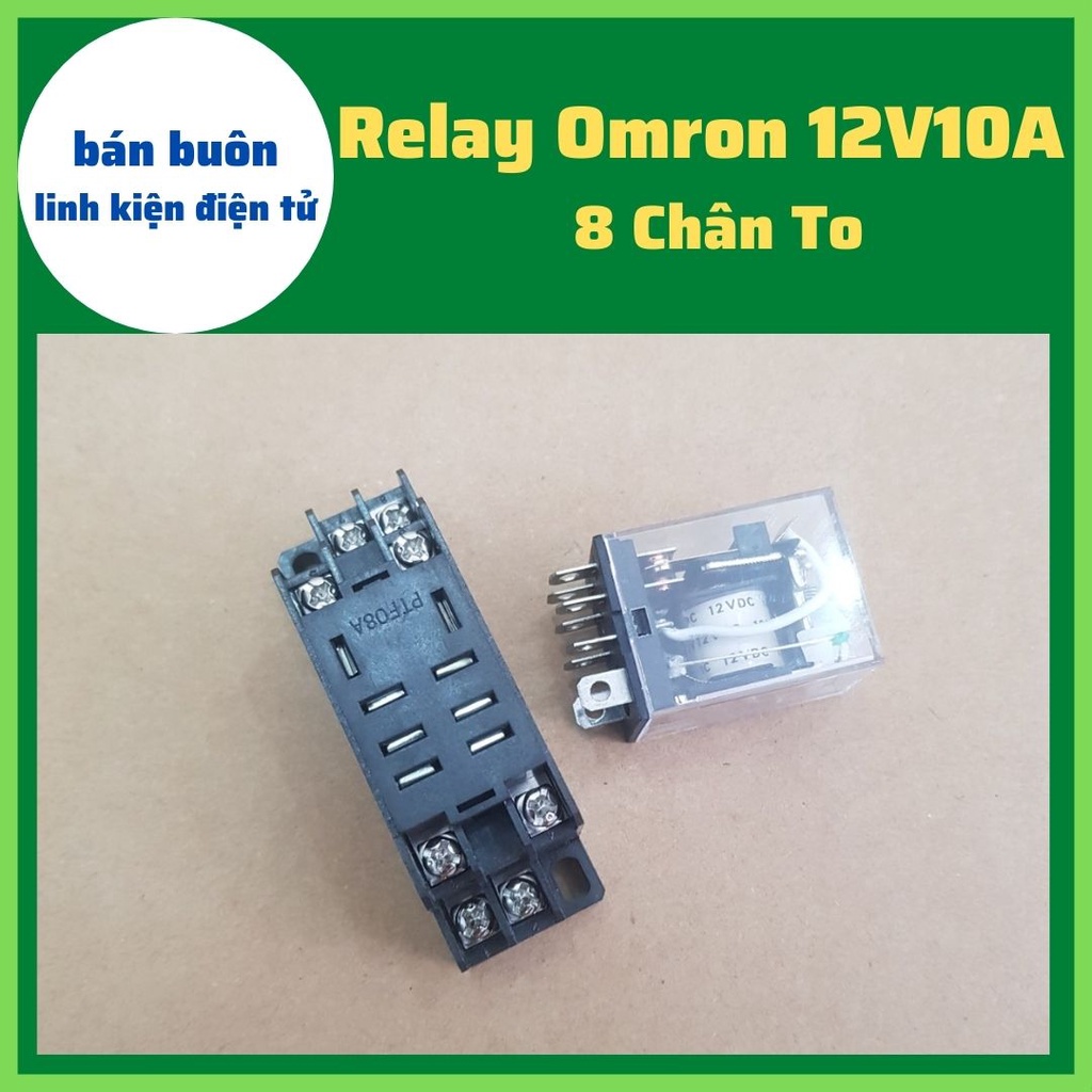 Relay 12V 8 chân to, relay omron 12v 8 chân, rơ le 12v10a 8 chân. rơ le 12V, relay trung gian
