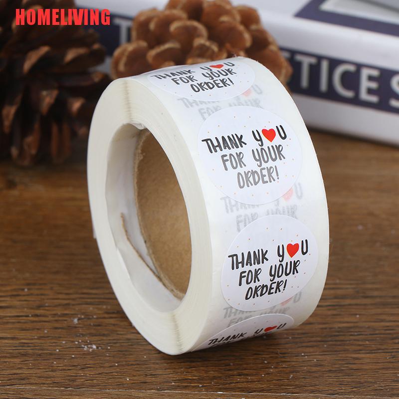 Cuộn 500 Nhãn Dán Tròn thank you for your order Dùng Trang Trí Túi Quà