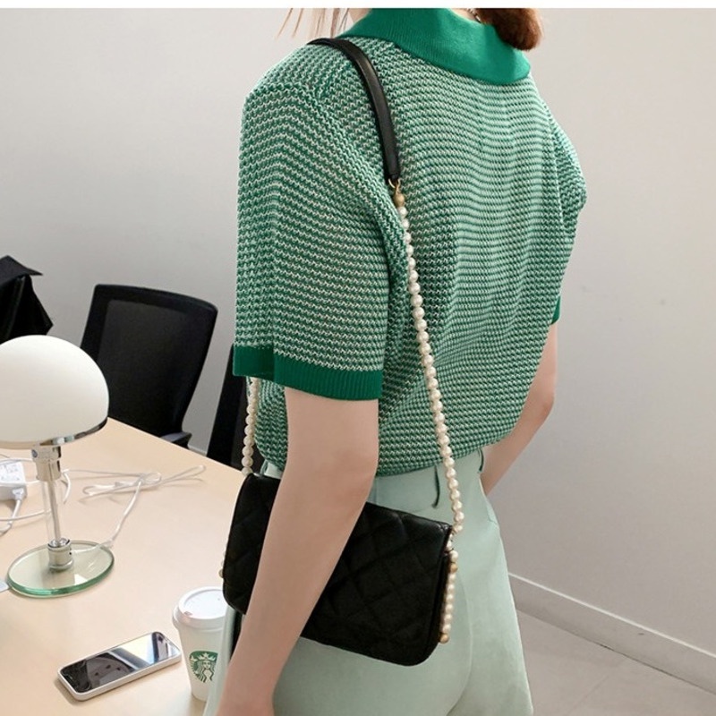 Áo polo dệt kim Pure Cube tay ngắn thoáng khí nhiều màu phong cách mùa hè năng động dành cho nữ