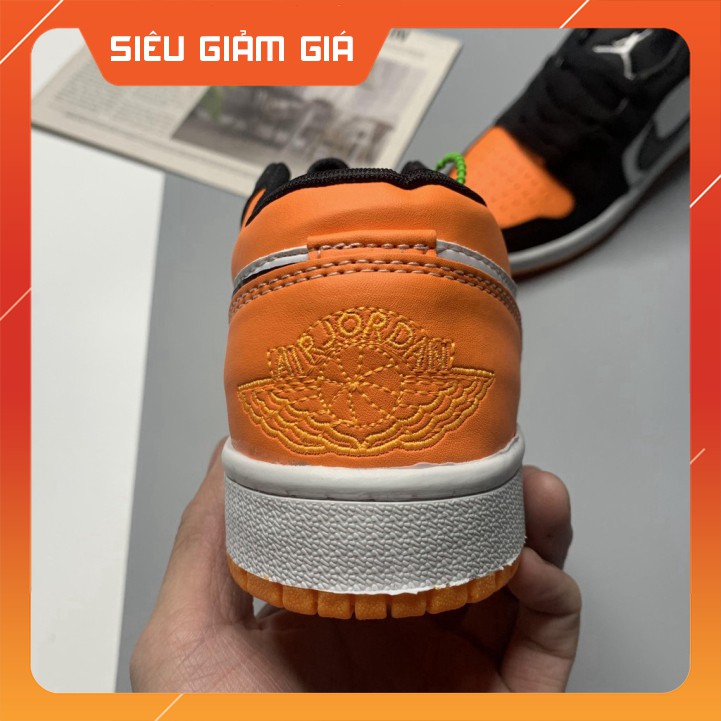 [BÁN CHẠY NHẤT SHOPEE] Giày Jordan, Giày Sneaker JD LOW Cổ Thấp Màu Cam Đen Da Lộn Cao Cấp, Đế Khâu Full Box Đủ Size Nam