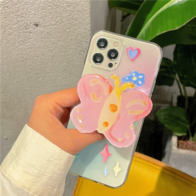 Ốp điện thoại silicone có giá đỡ hình bướm cho 13 xr iphone11 /12promax 8plus