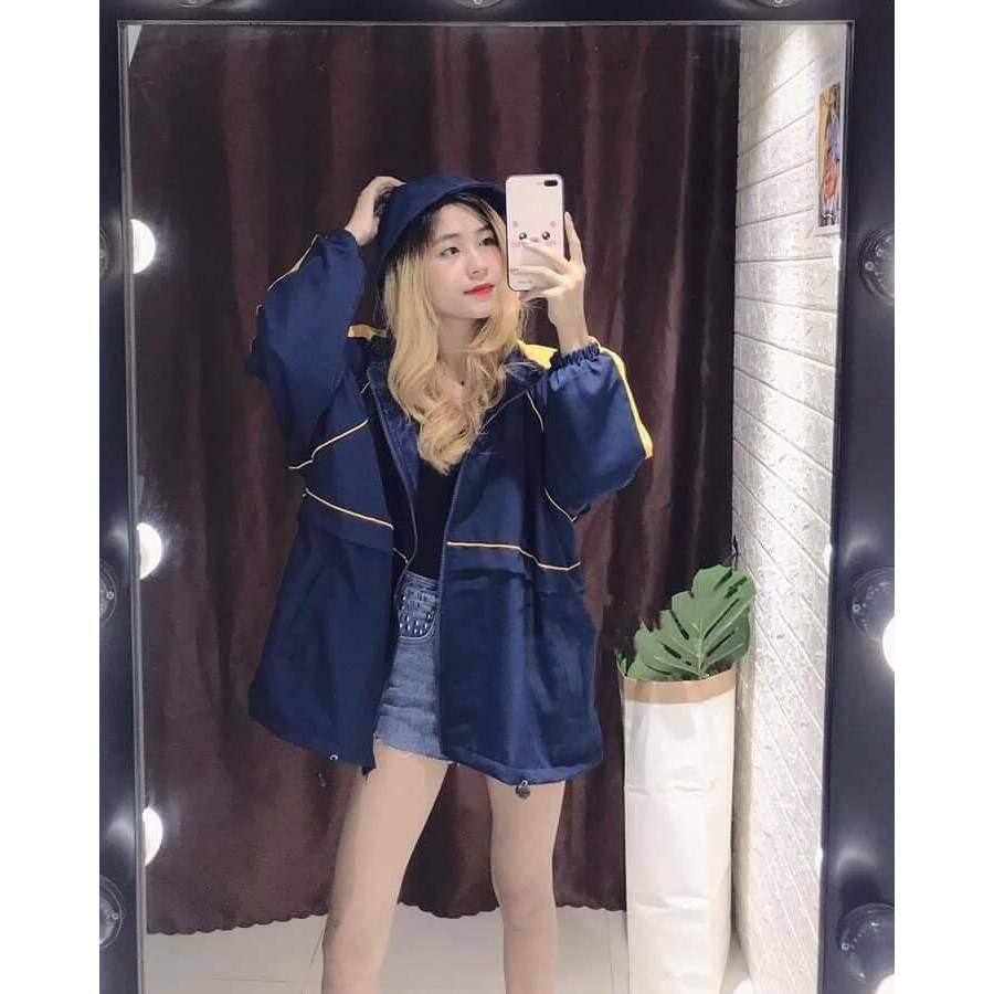 Áo khoác dù nam nữ form rộng 1 sọc tay