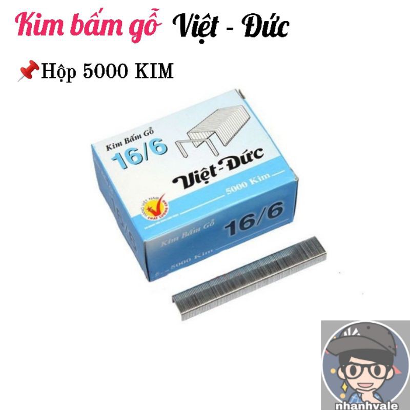 Kim bấm gỗ / Ghim bấm gỗ Việt Đức 16/6 Hộp 5000 kim