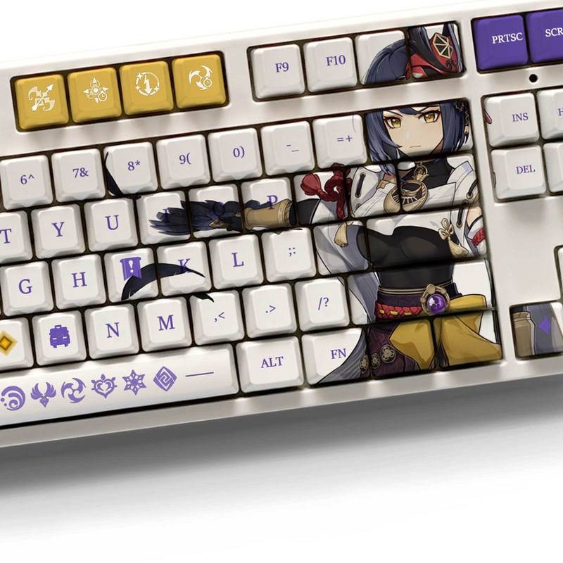 Kujo Sara Keycap Genshin Impact Keycap Hồ sơ OEM PBT Thuốc nhuộm thăng hoa Bàn phím cơ học Keycap Anime Cá nhân hóa Keycap 108 phím