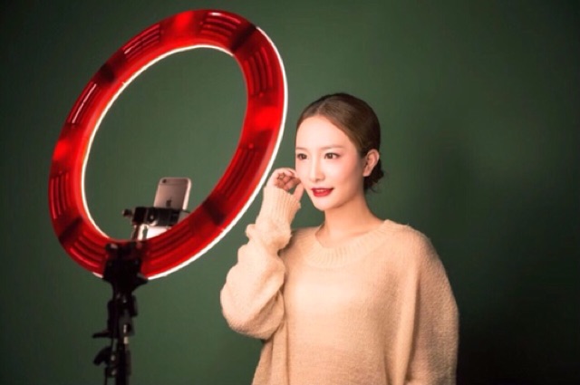 ĐÈN LED RING RL MAKEUP - LIVESTREAM 18inch 50cm kèm chân cao 2m to + túi đựng đèn và nút bluetooth chụp ảnh