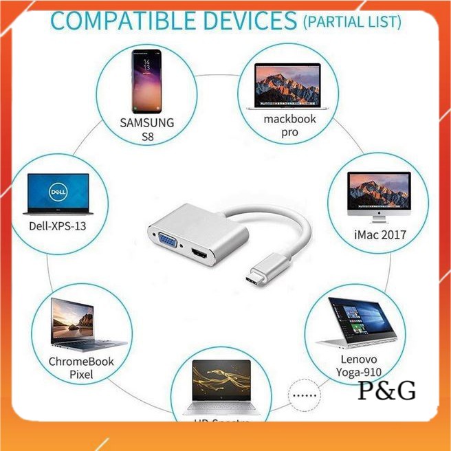 Usb Type-C To USB-C 4K HDMI USB 3.0 3 trong 1 hỗ trợ điện thoại Samsung MHL macbook cáp chuyển đổi typec to HDMI