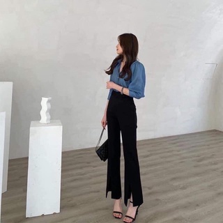 QUẦN VẢI ỐNG LOE XẺ GẤU