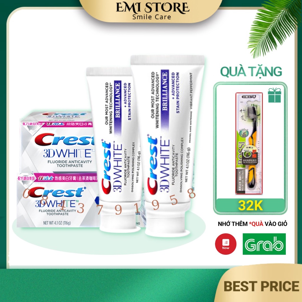 Kem đánh răng Crest 3D White - Răng trắng sáng tự nhiên, bảo vệ men răng 24h