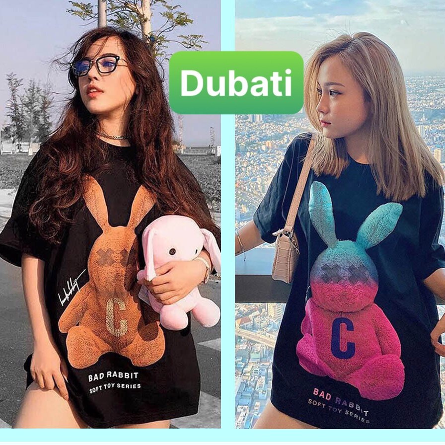 ÁO PHÔNG, ÁO THUN NAM NỮ FROM RỘNG TAY LỠ IN HÌNH THỎ C SIÊU XINH - DUBATI FASHION