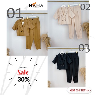 Set áo blaze vest quần tây quần baggy công sở  thanh lịch đi làm đi chơi hiện đại thiết kế Hana -S001