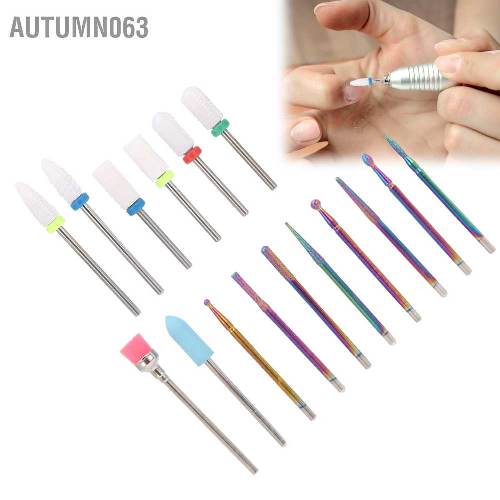 Autumn063 Loại bỏ da chết Máy làm móng tay Nghệ thuật Mũi khoan Bộ làm móng điện Máy làm móng tay Mẹo 16 chiếc