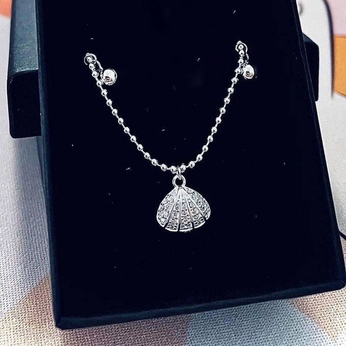 Lắc chân vỏ sò vòng chân bạc nữ 925 cao cấp hạt bi vỏ sò đính đá lấp lánh trang sức đẹp SL1826 -TEASILVER