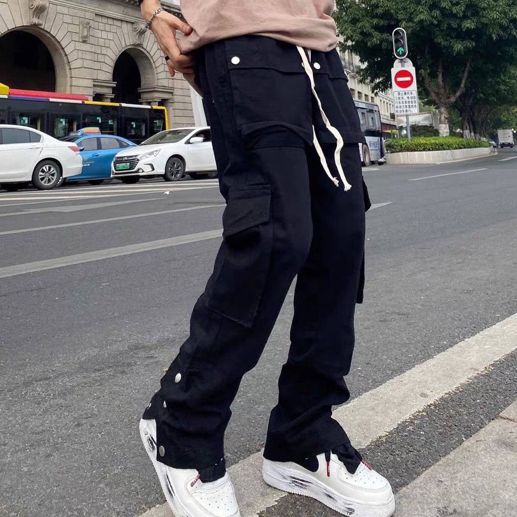 Quần Buttons Pants Ống Rộng Kaki Nam 3 Cúc bấm, Cargo Pants Phong cách streat wear Cực Chất