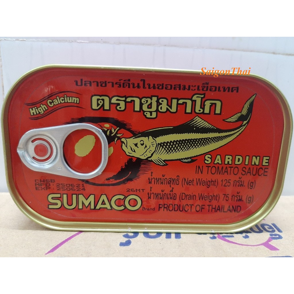 [Mã INCUBACK0608 hoàn 15K xu đơn 50K] (SGT) 1 hộp cá Mòi Sốt Cà Sumaco 100% Thái Lan