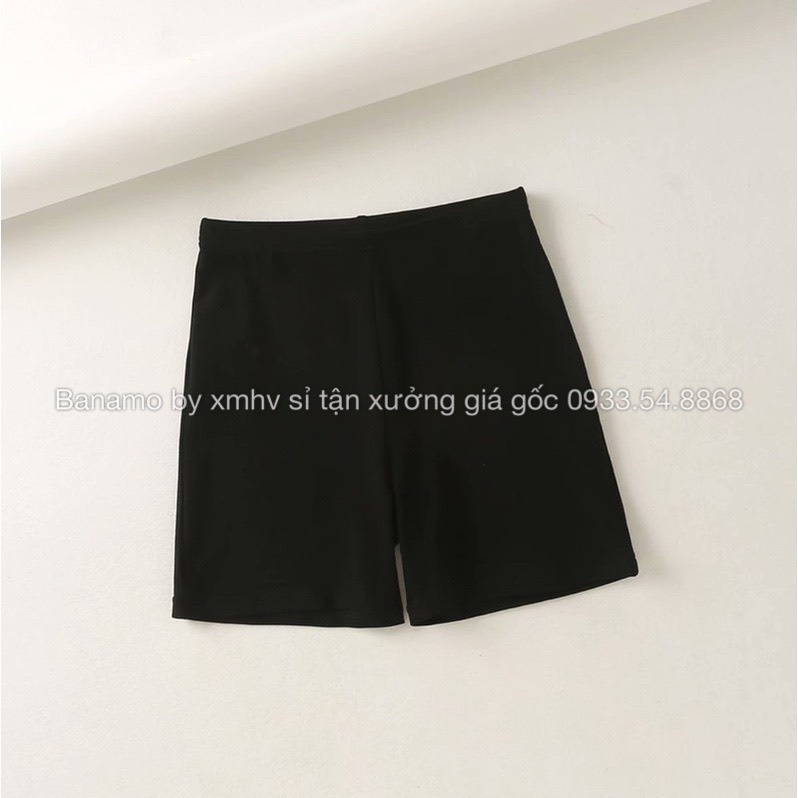 Quần legging đùi dáng ngắn cạp cao chất thun cotton siêu co giãn thời trang Banamo Fashion 7113