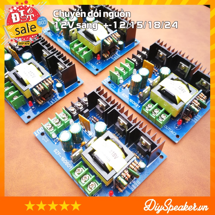 Mạch biến nguồn đơn 12V thành nguồn đôi +-12V / +-15V / +-18V/ +-24V