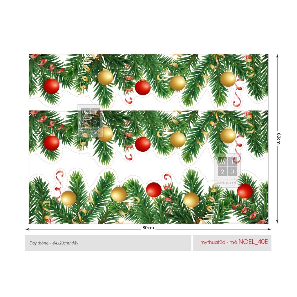 Decal trang trí Noel dán kính, tường - Decal Giáng sinh Năm mới - mã Noel.40