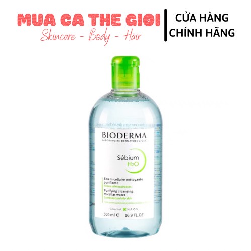 [Hàng Chính Hãng] Nước tẩy trang Bioderma Pháp H2O Xanh - Hồng 500ml