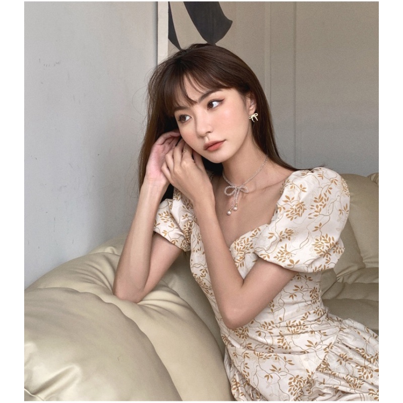 Đầm Tay Ngắn Hoạ Tiết Hoa Thiết Kế Hợp Thời Trang Cho Nữ