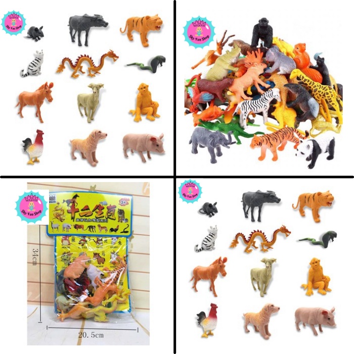 Mô hình con vật đồ chơi cho trẻ em Bộ 12 con giáp giúp trẻ nhận biết các con vật dễ dàng- MÃ SP T12- SKY FAN SHOP