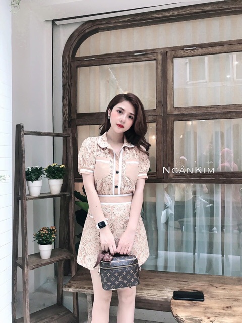 Set áo chân váy ren tiểu thư cực đẹp 3 màu