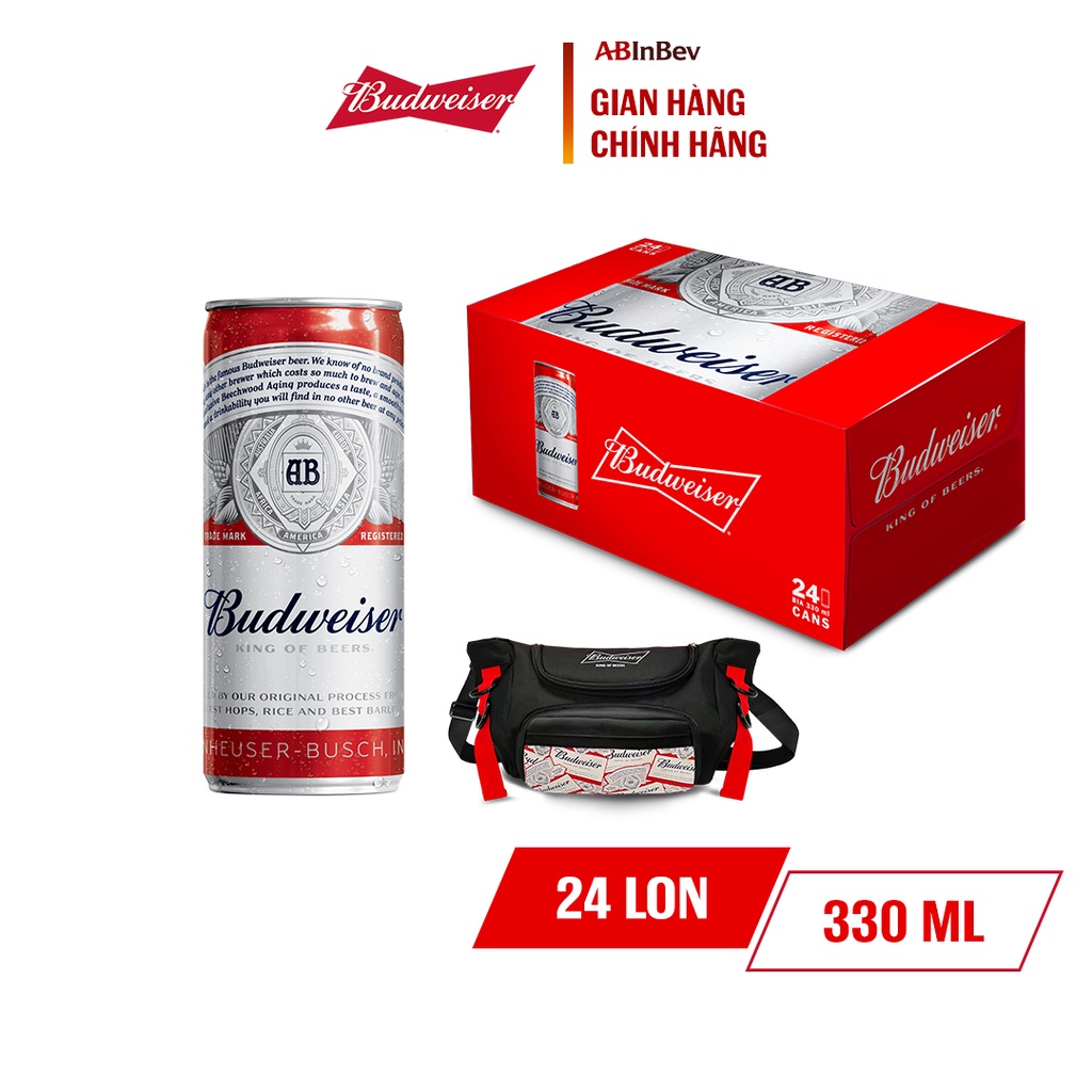 Thùng 24 Lon Bia Budweiser Chính Hãng (330ml/ lon) - Combo