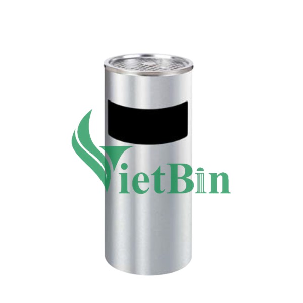 Thùng rác inox tròn có gạt tàn thuốc lá Vietbin VBA-35A