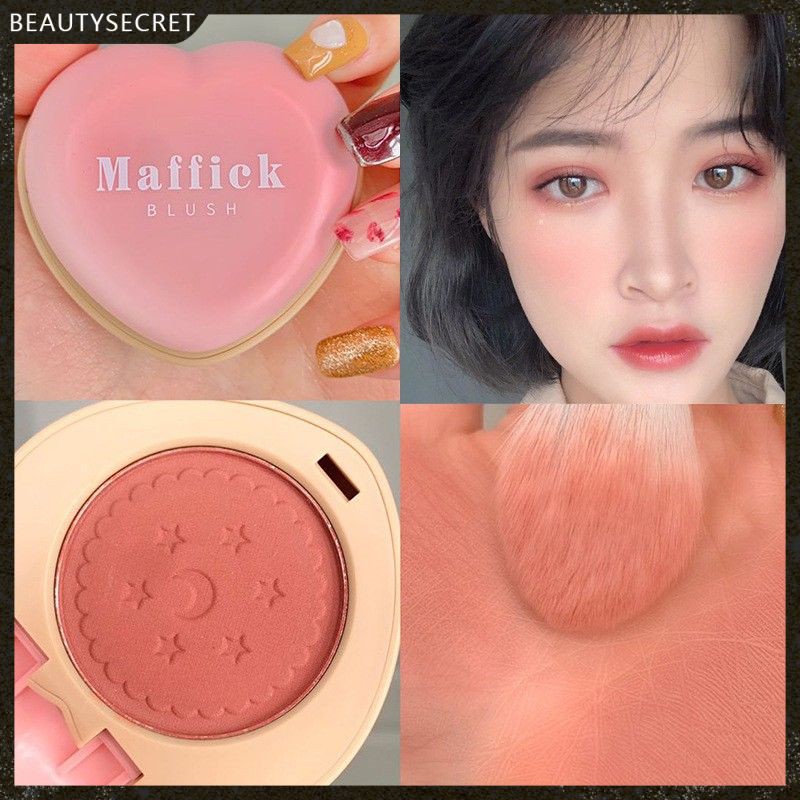 Phấn má hồng Maffick đơn sắc hình trái tim trang điểm tự nhiên kháng nước làm sáng màu da