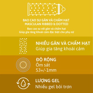 Bao Cao Su Masculan Das Kondom Ribbed + Dotted