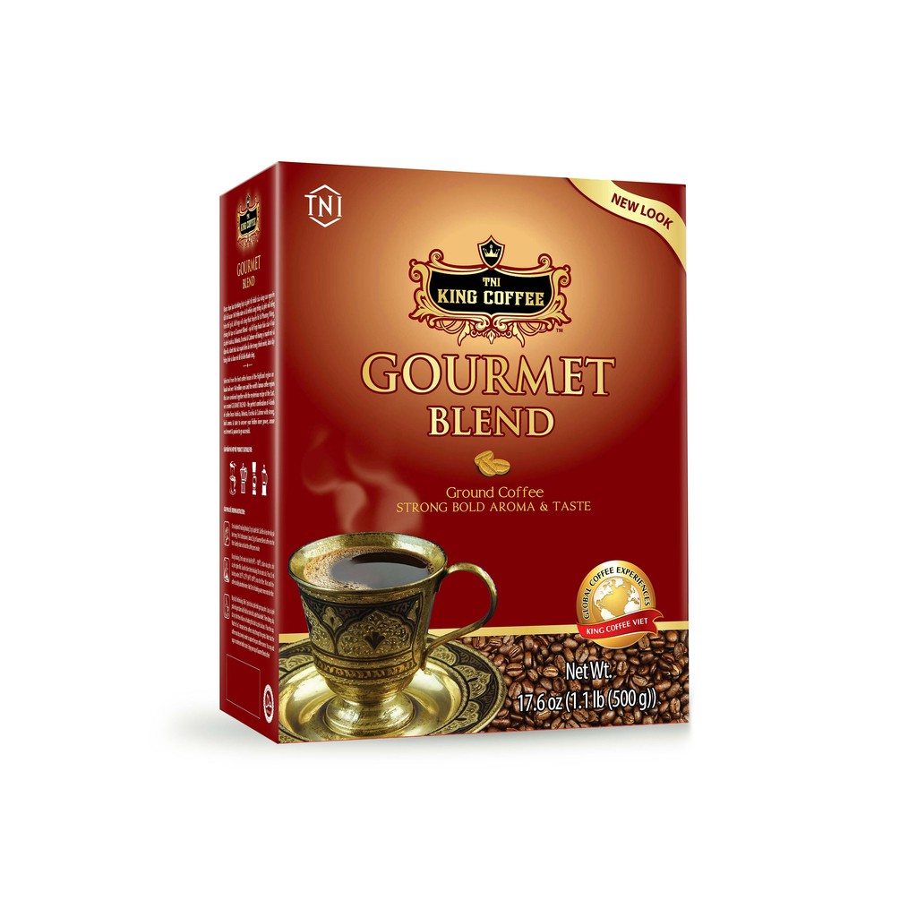 Cà Phê Rang Xay Gourmet Blend KING COFFEE - Hộp 500g phối trộn từ 4 loại hạt café cao cấp