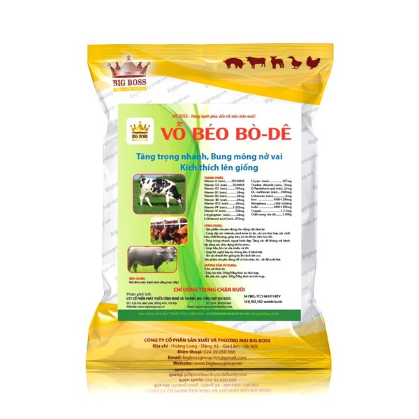Vỗ béo trâu bò dê, siêu tăng trọng bổ sung vitamin và dưỡng chất kích thích vật nuôi ăn khỏe, tăng sức đề kháng gói 1kg