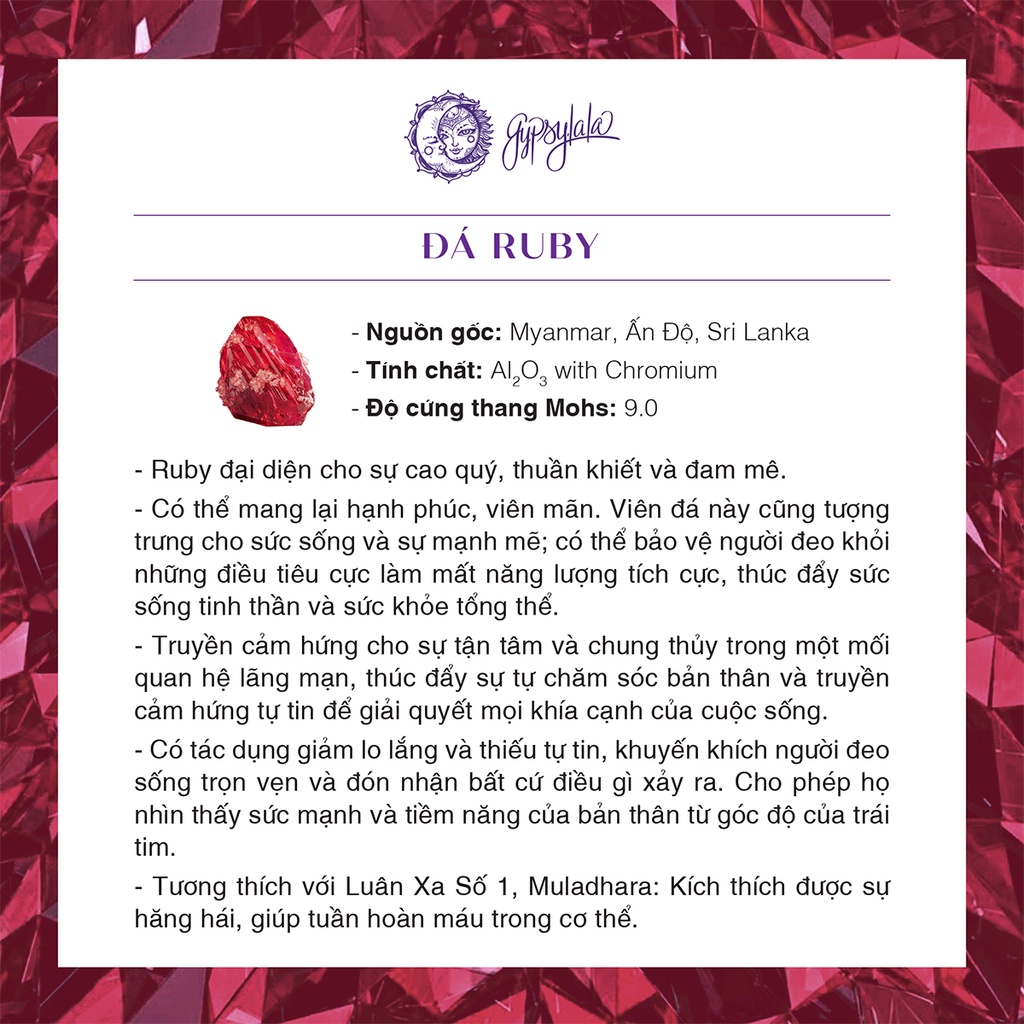 Bông Tai Đá Ruby Hồng Thiên Nhiên Tượng Trưng Tình Yêu SP003236 Gypsy.lala