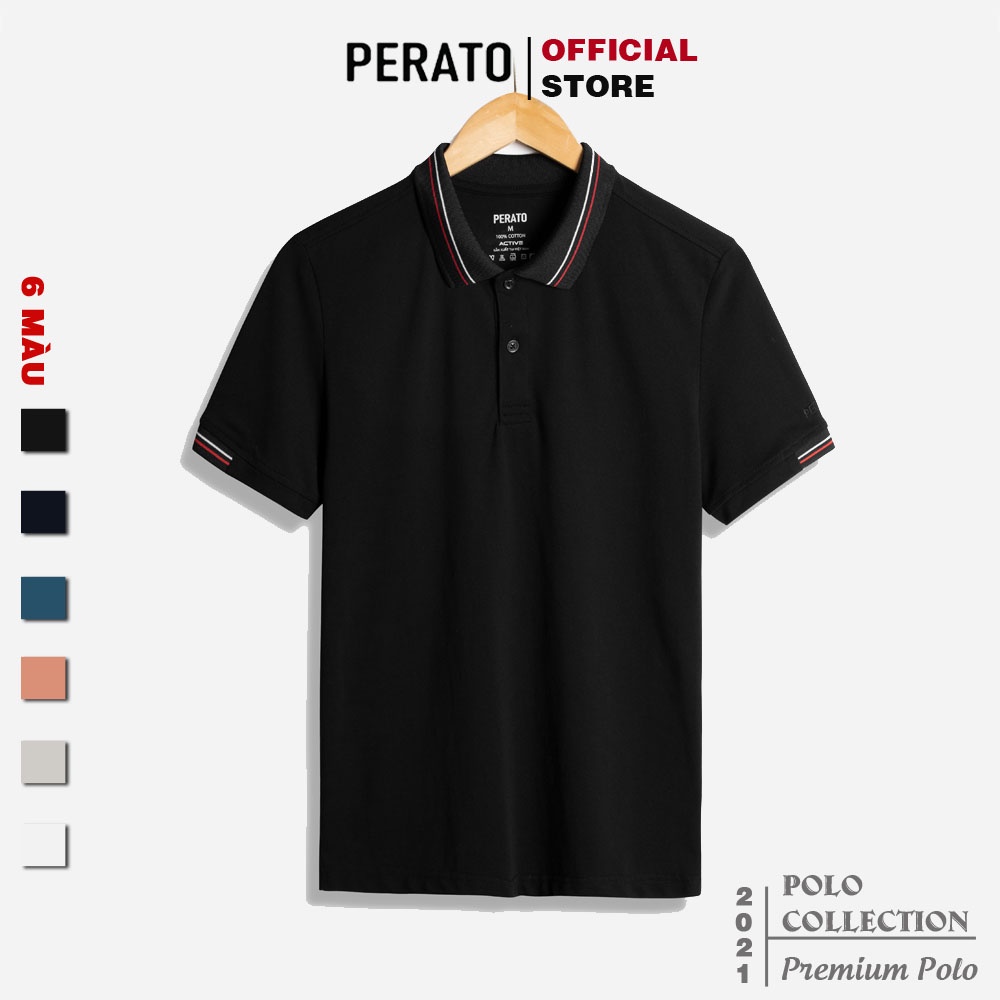[MUA 2 GIẢM 40K] Áo Phông Nam Có Cổ PERATO, Chất Liệu Cotton Thoáng Mát, Thiết Kế Trẻ Trung, Lịch Lãm