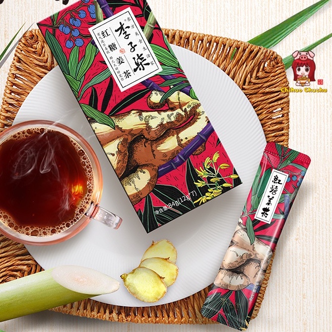 Trà gừng đường đen bột hoà tan Lý Tử Thất 84g