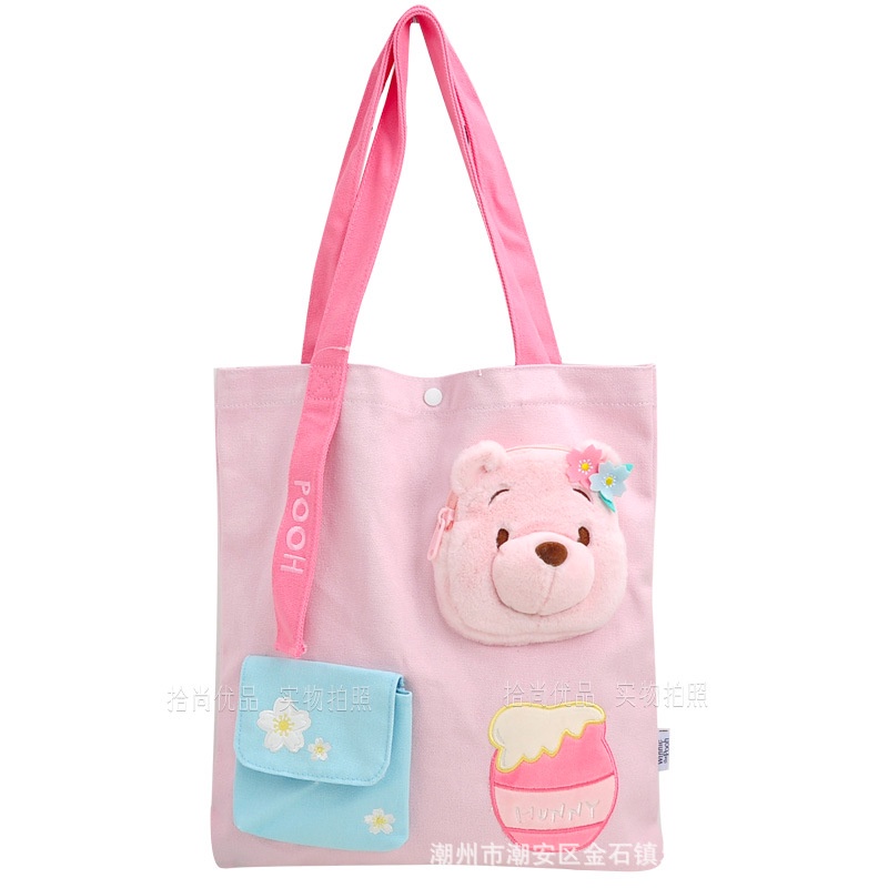 Túi Tote Đeo Vai Vải Canvas In Hoạt Hình Gấu Winnie Disney Dễ Thương Cho Bạn Gái
