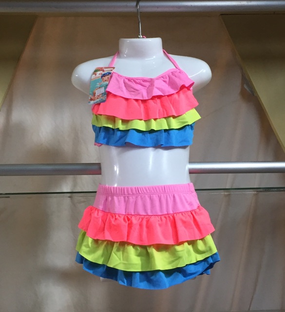 Bikini Bộ Bơi Đồ Bơi Bé Gái 2 Mảnh Rời Bèo Tầng Xinh Xắn Size S-M  - Lucky Girl shop
