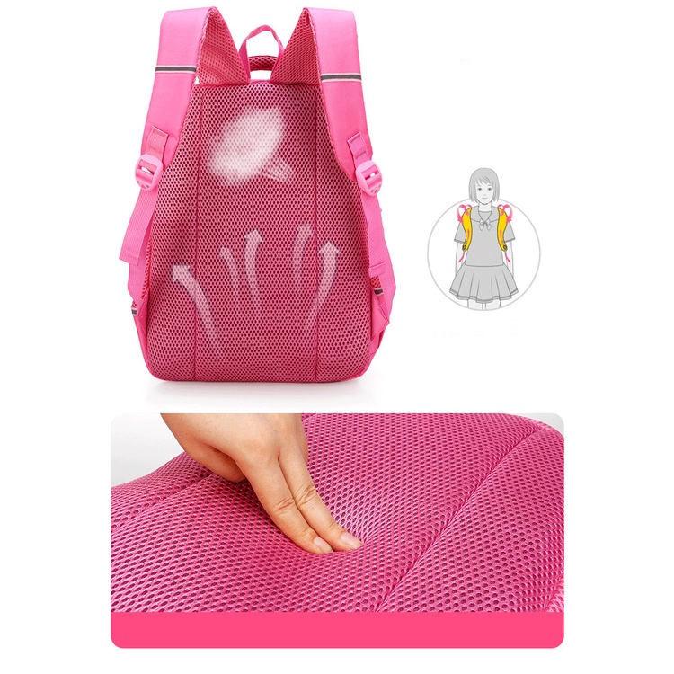 Balo đi học cho bé gái hình mèo dễ thương màu hồng siêu dễ thương chất liệu vải Polyester, cặp sách tiểu học