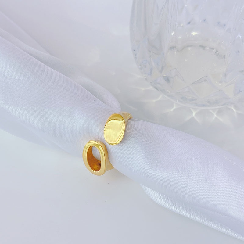 Nhẫn Hở Mạ Vàng 18k Mặt Hình Oval Thời Trang Cho Nữ
