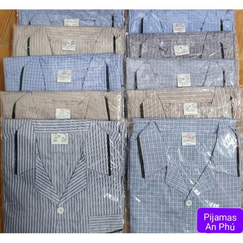 (Hàng công ty loại 1) Bộ đồ ngủ pijama pirama kate Tay dài trung niên kẻ sọc hoặc caro dành cho Nam