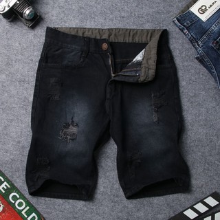 Quần short jean nam đen rách đẹp TS417 Tronshop