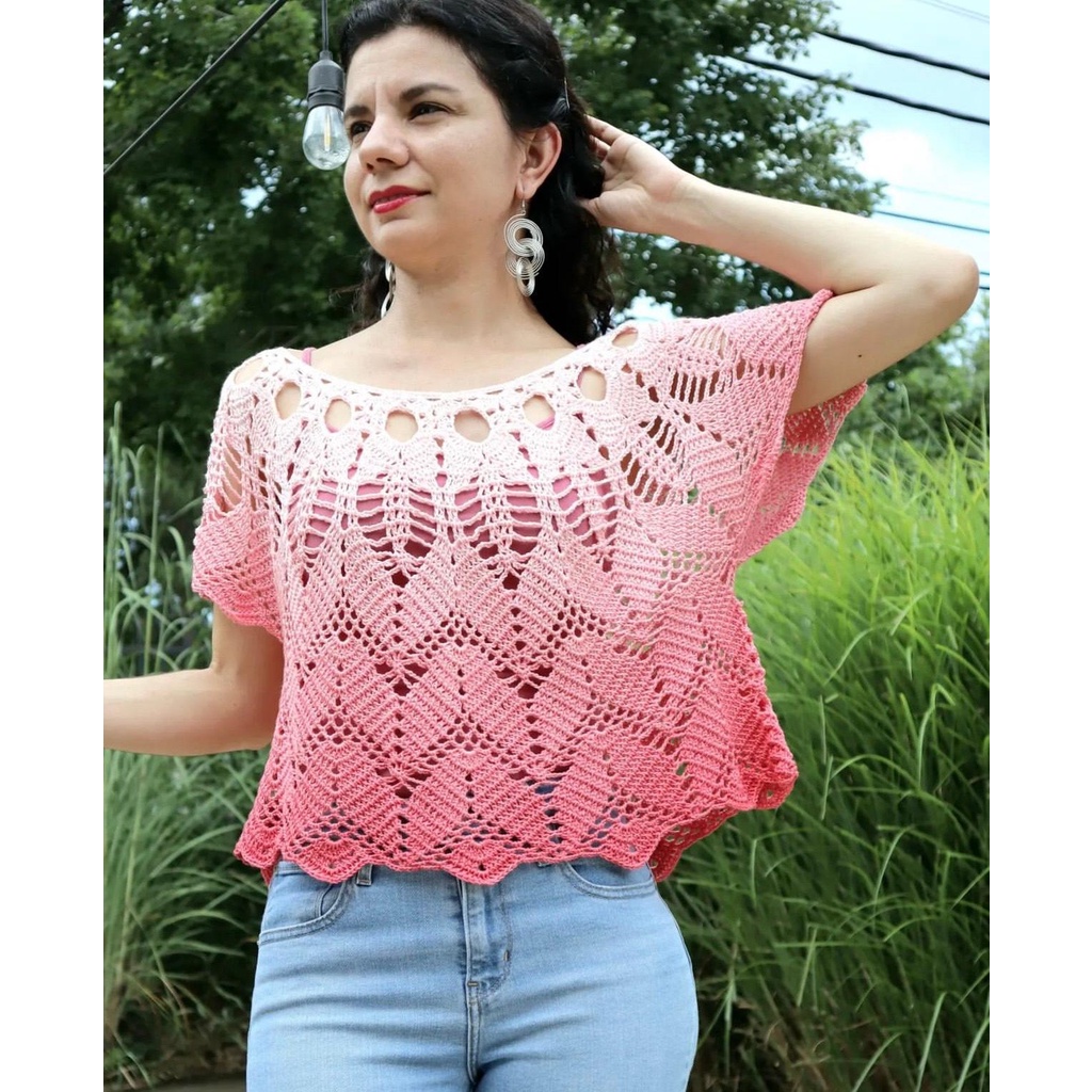 Cuộn len sợi Diva Ombre Batik hãng Alize Yarns đan móc áo hè, váy, bikini, túi, khăn trải bàn cực xinh