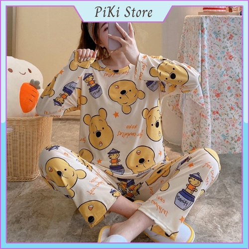 Bộ Đồ Ngủ Nữ Pijama Dài Tay Cổ Tròn Mặc Nhà | BigBuy360 - bigbuy360.vn