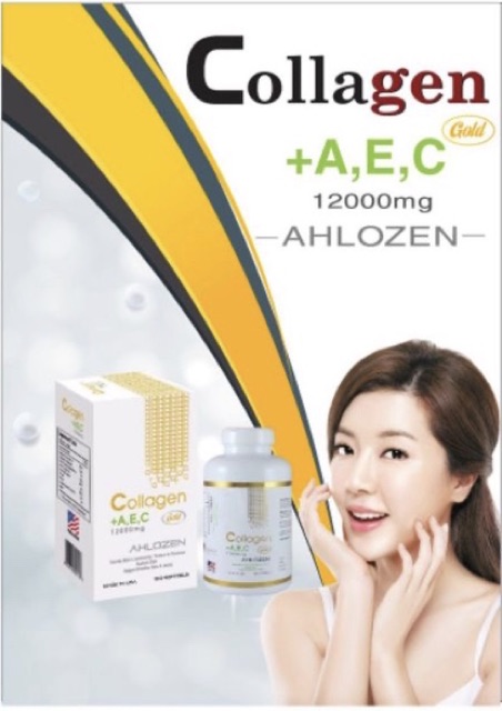 [Viên uống ]đẹp da Collagen A E C Ahlozen Gold giúp bổ sung 12000mg