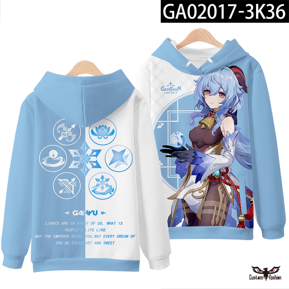 Áo Khoác Hoodie In Hình Ganyu Hutao Zhongli Venti Kazuha Ayaka Áo Khoác In Họa Tiết 3D Dành Cho Bé Trai