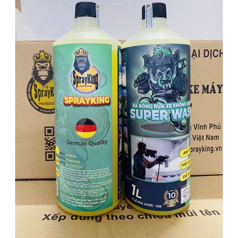Combo Nước rửa xe bz , nước rửa xe không chạm sprayking, xà bông bọt tuyết sprayking