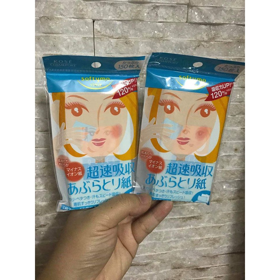 Giấy thấm dầu Kose Softymo than hoạt tính 60 tờ/ 100 tờ xanh