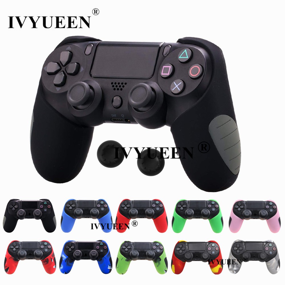 Vỏ bọc silicon dày dành cho tay cầm chơi game Playstation Dualshock 4 PS4 PRO Slim có 2 nút bảo vệ cần gạt
